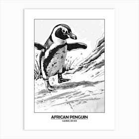 Penguin Sliding On Ice Poster 2 Art Print