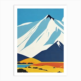 Mount Ruapehu, New Zealand Midcentury Vintage Skiing Poster Art Print