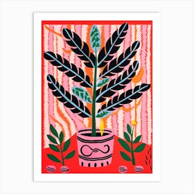 Pink And Red Plant Illustration Zz Plant Zamicro 5 Art Print