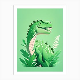 Allosaurus Fragilis Cute Mint Dinosaur Art Print