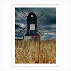 Windmill In Wheat Field Art Print