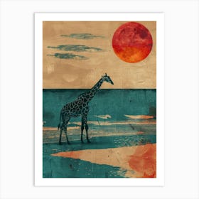 Giraffe At Sunset 2 Art Print