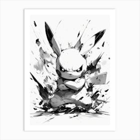 Pikachu Black And White Art Print