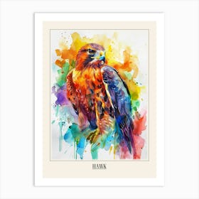 Hawk Colourful Watercolour 2 Poster Art Print