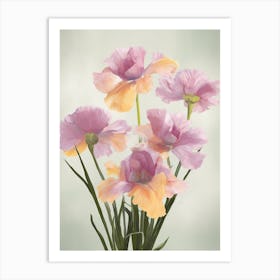 Iris Flowers Acrylic Painting In Pastel Colours 4 Art Print