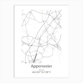 Appenweier,Germany Minimalist Map Art Print