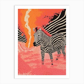 Zebra Pink & Orange 1 Art Print