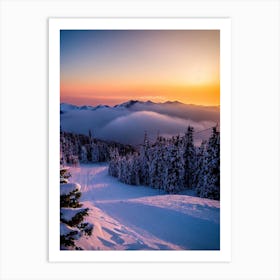 Myoko Kogen, Japan Sunrise Skiing Poster Art Print