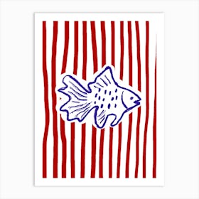 Fish On A Stripe Art Print