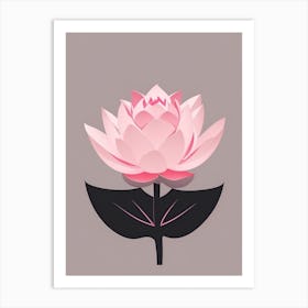 A Pink Lotus In Minimalist Style Vertical Composition 17 Art Print