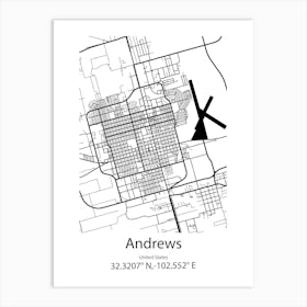 Andrews,United States Minimalist Map Art Print