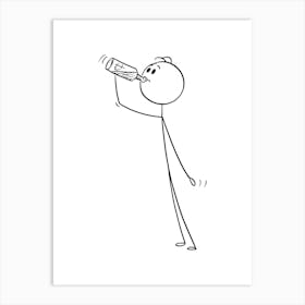 Stick Figure Drinking Water Art Print