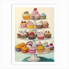 Detailed Cupcake Illustration 2 Art Print