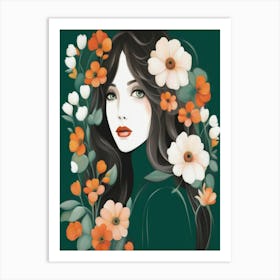Girl With Flowers 1 Art Print