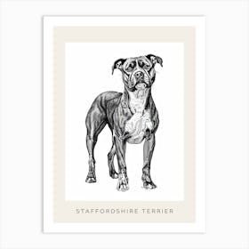 Staffordshire Terrier Line Sketch 1 Poster Art Print