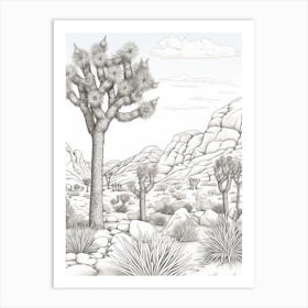  Detailed Drawing Of A Joshua Trees At Dawn In Desert 1 Art Print