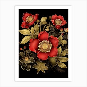 Lenten Rose 3 William Morris Style Winter Florals Art Print