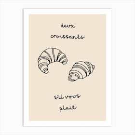 Two Croissants Please B&W Art Print