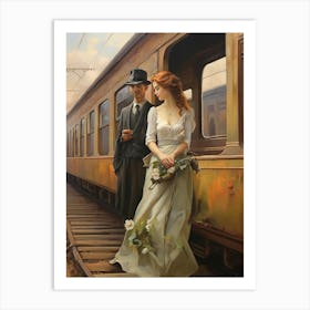 Couple On A Train art print Art Print