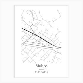 Muhos,Finland Minimalist Map Art Print