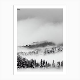 Myoko Kogen, Japan Black And White Skiing Poster Art Print