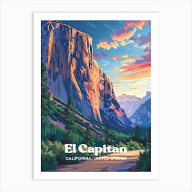 El Capitan Hiking Travel Art Art Print