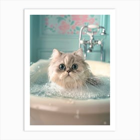 Cat In Bath Art Print