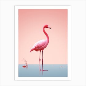 Minimalist Greater Flamingo 2 Illustration Art Print