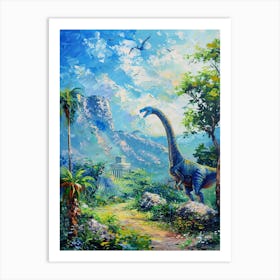 Dinosaur Ancient Ruins Painting 3 Art Print