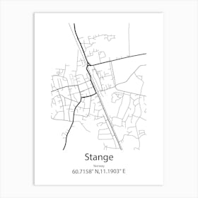 Stange,Norway Minimalist Map Art Print