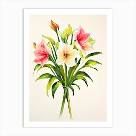 Amaryllis Vintage Flowers Flower Art Print