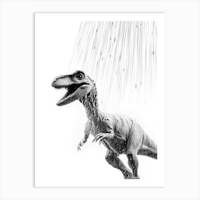 Velociraptor Dinosaur in the shower Art Print