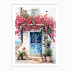 Amalfi, Italy   Mediterranean Doors Watercolour Painting 9 Art Print