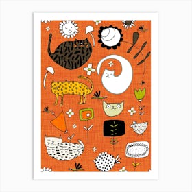 Spring Cat Orange Art Print