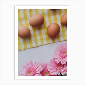 Pink Gerberas And Eggs Art Print