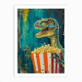 Dinosaur With Popcorn Brushstroke 4 Art Print