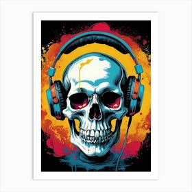 Skull With Headphones Pop Art (32) Art Print