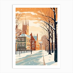 Vintage Winter Travel Illustration Cambridge United Kingdom 4 Art Print