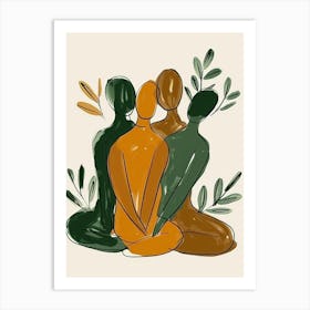 Three People In Meditation Art Print