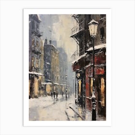 Vintage Winter Painting New York City Usa 2 Art Print