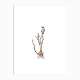 Stained Glass Spring Crocus Mosaic Botanical Illustration on White n.0033 Art Print