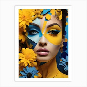 Beautiful Woman With Flowers 1 Art Print