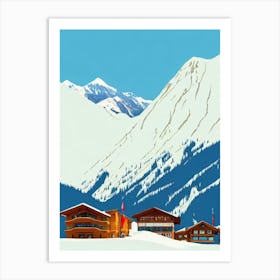 Kitzsteinhorn 4, Austria Midcentury Vintage Skiing Poster Art Print