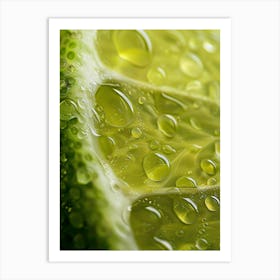 Water Droplets On Lime 2 Art Print