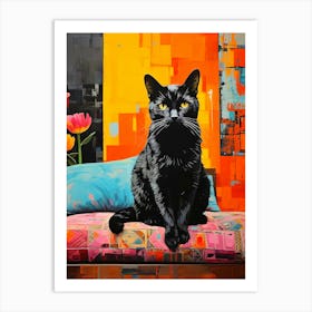 Black Cat On Couch Art Print