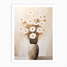 Daisy, Autumn Fall Flowers Sitting In A White Vase, Farmhouse Style 3 Art Print