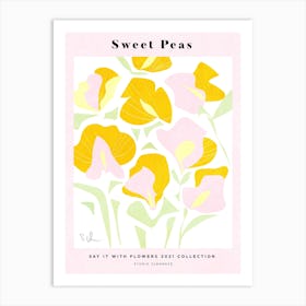 Pink Sweet Peas Art Print