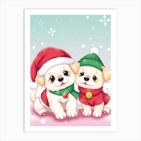 Cute Christmas Puppies Art Print