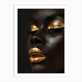 Black Woman With Gold Makeup 3 Art Print