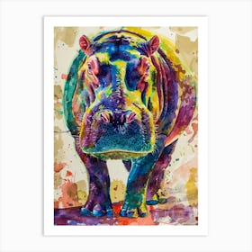 Hippopotamus Colourful Watercolour 2 Art Print